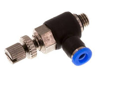 Coude de sortie de compteur du silencieux Flow Control 3 mm - M5 laiton/PBT
