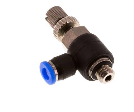 Coude de sortie de compteur du silencieux Flow Control 3 mm - M5 laiton/PBT