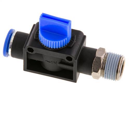 vanne manuelle d'arrêt à 3/2 voies 10 mm - R3/8'' plastique/laiton Ventilation côté tube