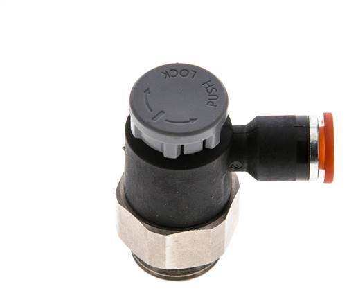 Vanne de régulation de débit Coude d'entrée 6 mm - G3/8'' Laiton/ Contre-écrou PA 66