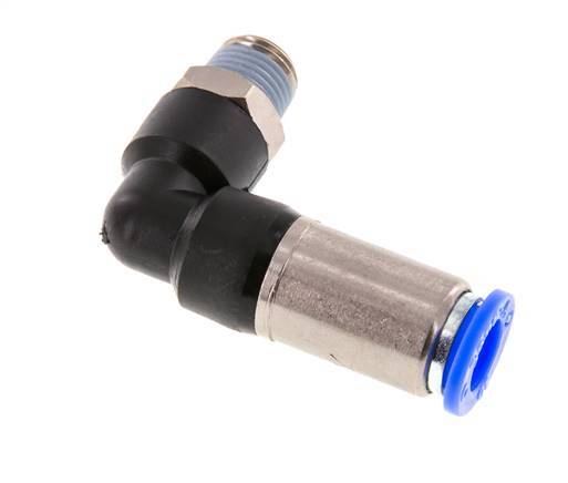 Push-In Fitting 10mm & R1/4'' Male Auto Shut-Off Elbow Brass/PBT 0-10bar (0-145psi)