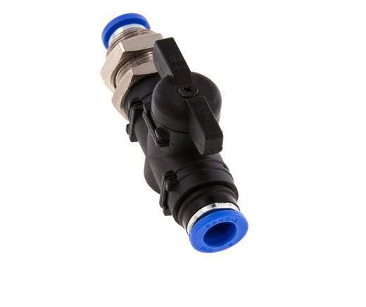 vanne à boisseau sphérique droite à 2 voies Bulkhead 8 mm en plastique/laiton