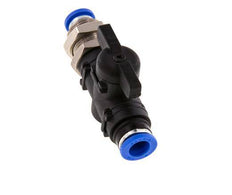 vanne à boisseau sphérique droite à 2 voies Bulkhead 8 mm en plastique/laiton