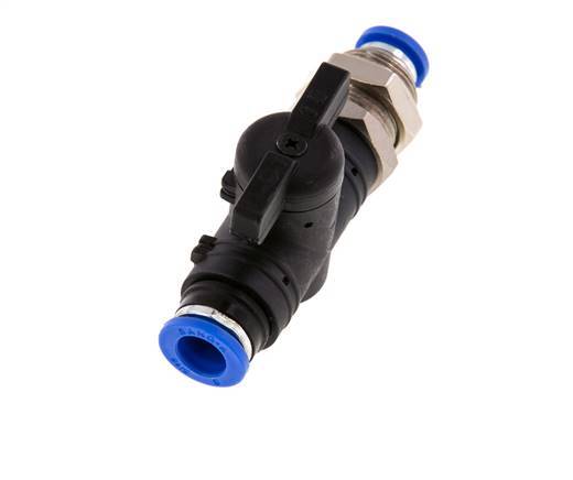 vanne à boisseau sphérique droite à 2 voies Bulkhead 8 mm en plastique/laiton
