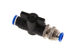vanne à boisseau sphérique droite à 2 voies Bulkhead 8 mm en plastique/laiton