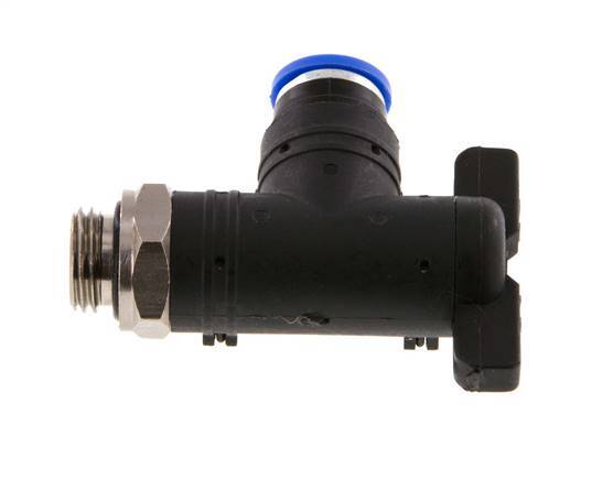vanne à bille coudée à 2 voies 8 mm - G1/4'' plastique/laiton
