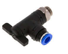 vanne à bille coudée à 2 voies 8 mm - G1/4'' plastique/laiton