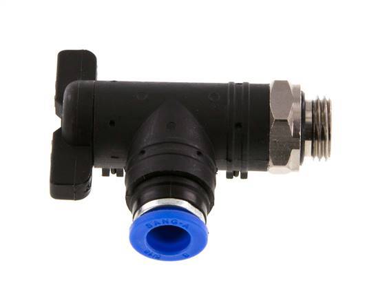 vanne à bille coudée à 2 voies 8 mm - G1/4'' plastique/laiton