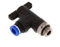 vanne à bille coudée à 2 voies 8 mm - G1/4'' plastique/laiton