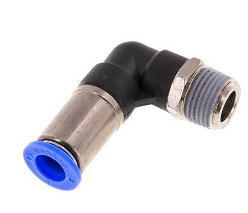 Raccord enfichable 12mm & R1/2'' mâle coude autobloquant laiton/PBT 0-10bar (0-145psi)