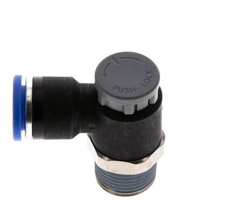 Flow Control Valve Meter-Out Elbow 10 mm - R3/8'' Brass/PA 66 Locknut