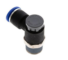 Vanne de régulation de débit Coude de sortie de compteur 10 mm - R3/8'' Laiton/ Contre-écrou PA 66
