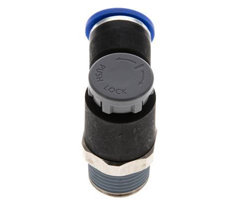 Vanne de régulation de débit Coude de sortie de compteur 10 mm - R3/8'' Laiton/ Contre-écrou PA 66