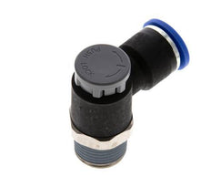 Vanne de régulation de débit Coude de sortie de compteur 10 mm - R3/8'' Laiton/ Contre-écrou PA 66