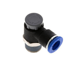Vanne de régulation de débit Coude de sortie de compteur 10 mm - R3/8'' Laiton/ Contre-écrou PA 66