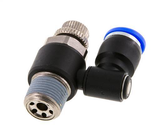 Silencieux de contrôle de débit Sortie de compteur rotative 10 mm - R3/8'' Laiton/PA 66