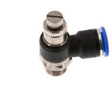 Coude de sortie de compteur du silencieux Flow Control 10 mm - G1/4'' laiton/PA 66