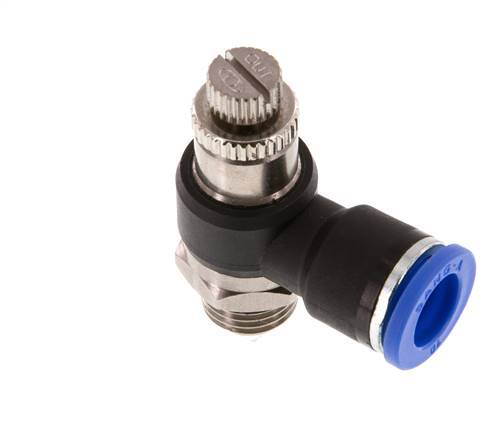 Coude de sortie de compteur du silencieux Flow Control 10 mm - G1/4'' laiton/PA 66