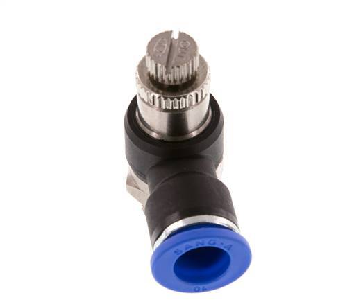Coude de sortie de compteur du silencieux Flow Control 10 mm - G1/4'' laiton/PA 66