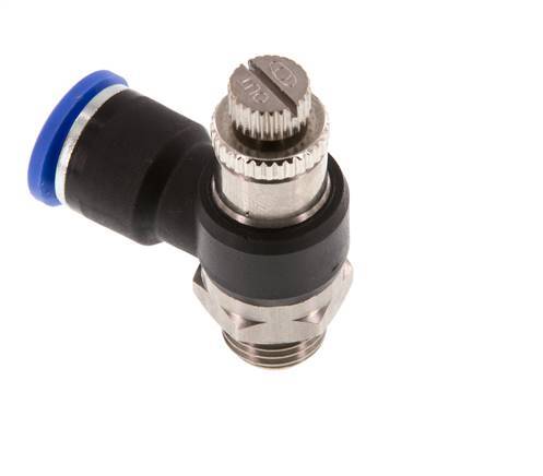 Coude de sortie de compteur du silencieux Flow Control 10 mm - G1/4'' laiton/PA 66