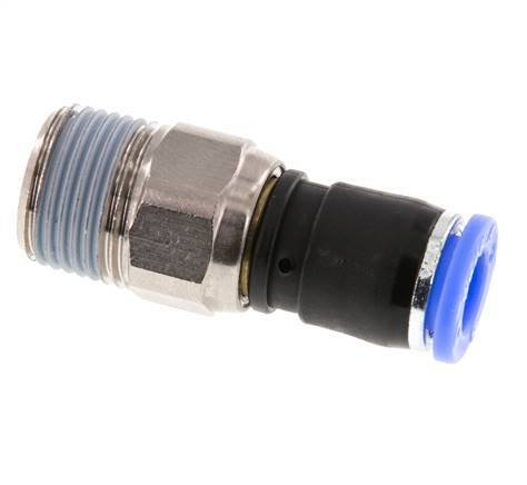 8mm & R3/8'' Joint articulé Filetages mâles à enfoncer Laiton nickelé/PBT NBR Rotatif