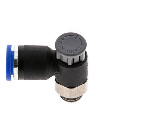 Flow Control Valve Meter-Out Elbow 8 mm - G1/8'' Brass/PA 66 Locknut