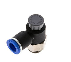 Vanne de régulation de débit Coude de sortie de compteur 8 mm - G1/4'' Laiton/ Contre-écrou PA 66