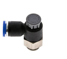 Vanne de régulation de débit Coude de sortie de compteur 8 mm - G1/4'' Laiton/ Contre-écrou PA 66