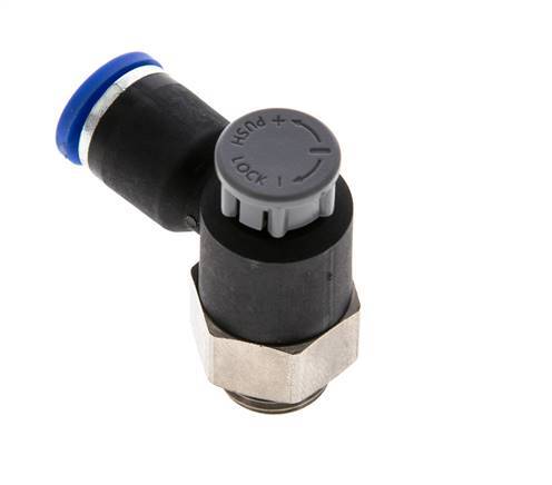 Vanne de régulation de débit Coude de sortie de compteur 8 mm - G1/4'' Laiton/ Contre-écrou PA 66