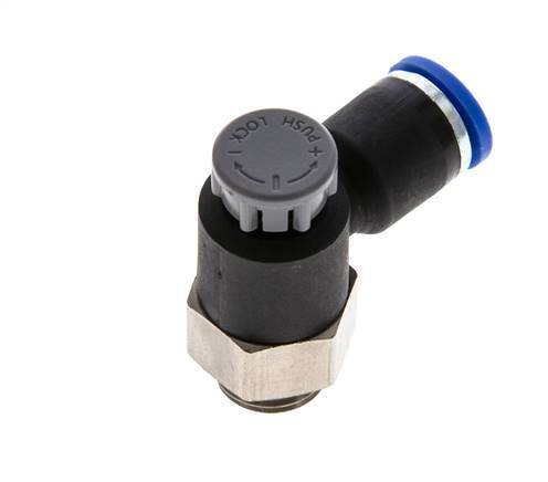 Vanne de régulation de débit Coude de sortie de compteur 8 mm - G1/4'' Laiton/ Contre-écrou PA 66