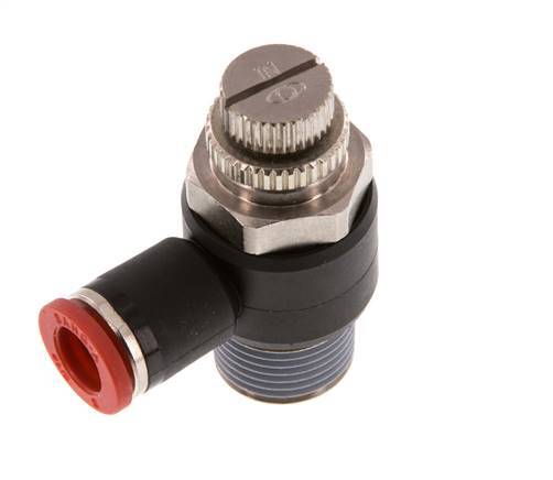 Flow Control Silencer Meter-In Elbow 8 mm - R3/8'' Brass/PA 66