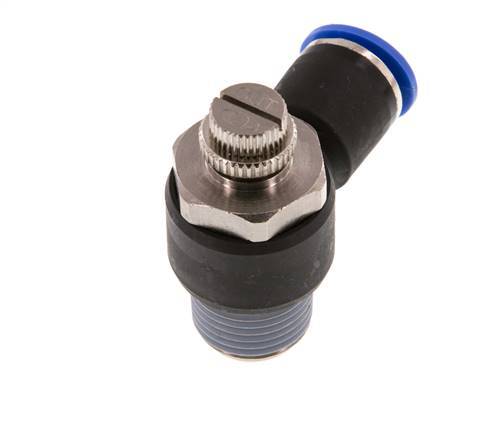 Coude de sortie du compteur du silencieux Flow Control 12 mm - R1/2'' Brass/PA 66