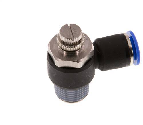 Coude de sortie du compteur du silencieux Flow Control 12 mm - R1/2'' Brass/PA 66
