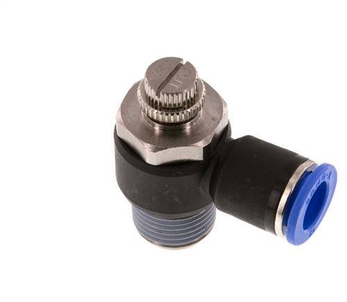 Coude de sortie du compteur du silencieux Flow Control 12 mm - R1/2'' Brass/PA 66