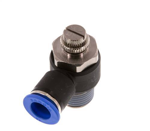 Coude de sortie du compteur du silencieux Flow Control 12 mm - R1/2'' Brass/PA 66