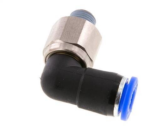 coude 8mm & R1/8'' Joint pivotant Filets mâles à enfoncer Laiton nickele/PBT NBR Rotatif