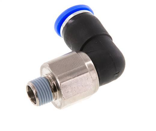 coude 8mm & R1/8'' Joint pivotant Filets mâles à enfoncer Laiton nickele/PBT NBR Rotatif