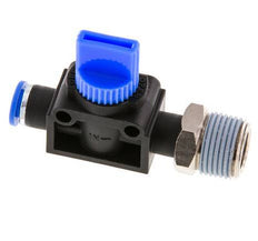 vanne manuelle d'arrêt à 3/2 voies 6 mm - R3/8'' plastique/laiton Filetage côté ventilation
