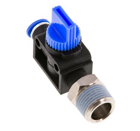 vanne manuelle d'arrêt à 3/2 voies 6 mm - R3/8'' plastique/laiton Filetage côté ventilation