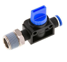vanne manuelle d'arrêt à 3/2 voies 6 mm - R3/8'' plastique/laiton Filetage côté ventilation