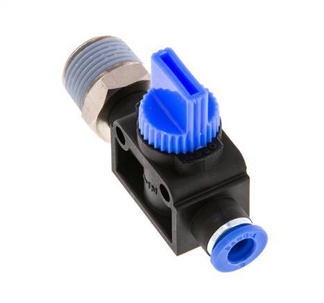 vanne manuelle d'arrêt à 3/2 voies 6 mm - R3/8'' plastique/laiton Filetage côté ventilation