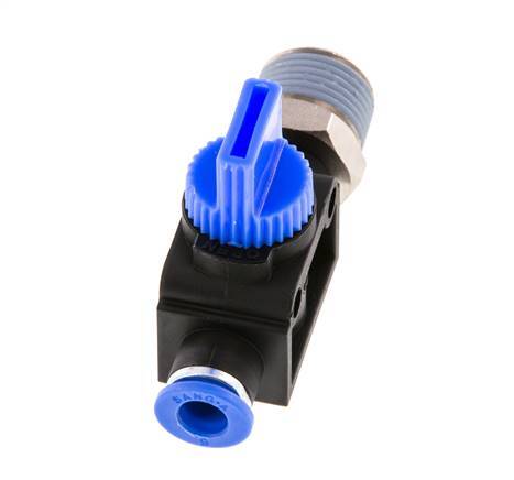 vanne manuelle d'arrêt à 3/2 voies 6 mm - R3/8'' plastique/laiton Filetage côté ventilation