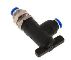 robinet à boisseau sphérique coudé à 2 voies 6 mm Bulkhead en plastique/laiton