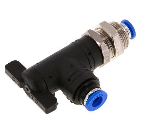 robinet à boisseau sphérique coudé à 2 voies 6 mm Bulkhead en plastique/laiton