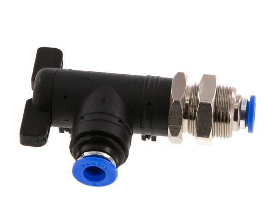 robinet à boisseau sphérique coudé à 2 voies 6 mm Bulkhead en plastique/laiton