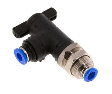 robinet à boisseau sphérique coudé à 2 voies 6 mm Bulkhead en plastique/laiton