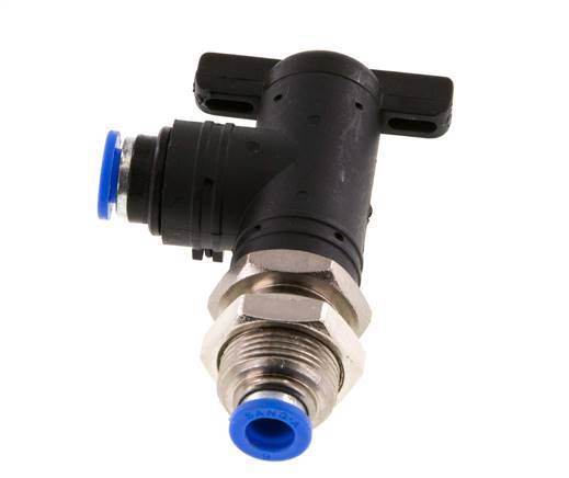 robinet à boisseau sphérique coudé à 2 voies 6 mm Bulkhead en plastique/laiton