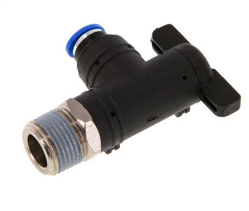 robinet à bille coudé à 2 voies 6 mm - R3/8'' Plastique/laiton