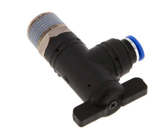 robinet à bille coudé à 2 voies 6 mm - R3/8'' Plastique/laiton