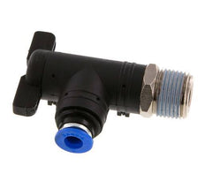 robinet à bille coudé à 2 voies 6 mm - R3/8'' Plastique/laiton